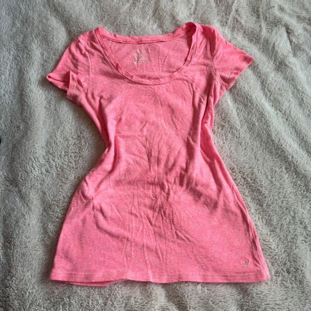American Eagle Y2K Neon Pink Fitted Top Size M